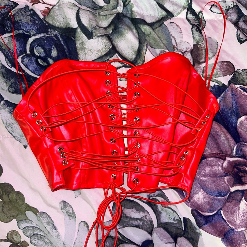 Sexy Red Corset Crop Top